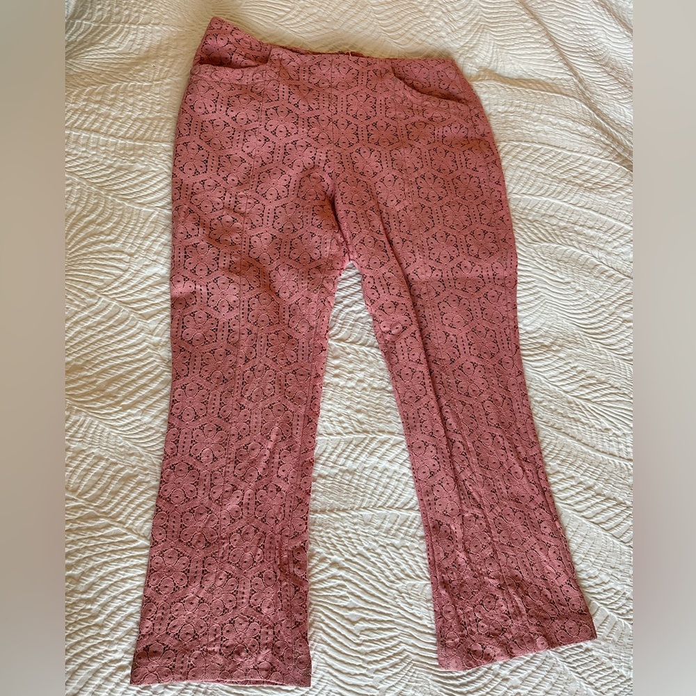 Anthropology Pink Lace Capris